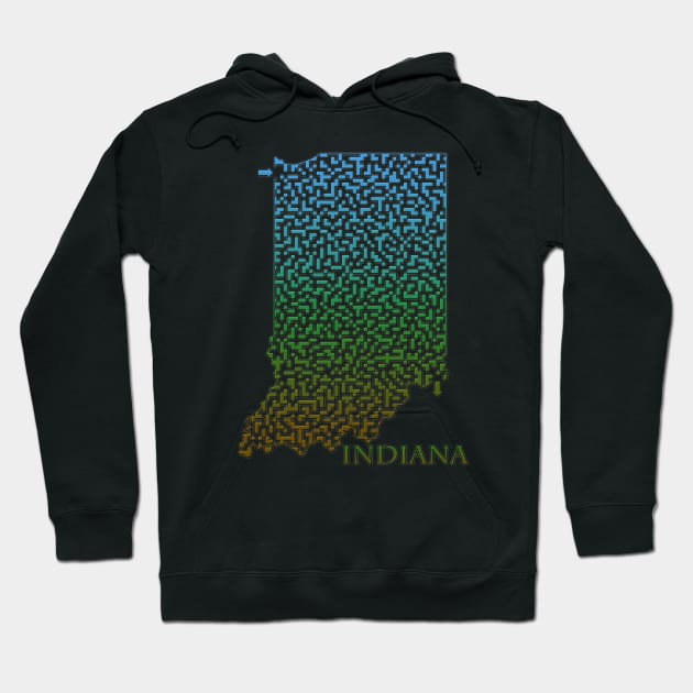 Indiana State Outline Maze & Labyrinth Hoodie by gorff